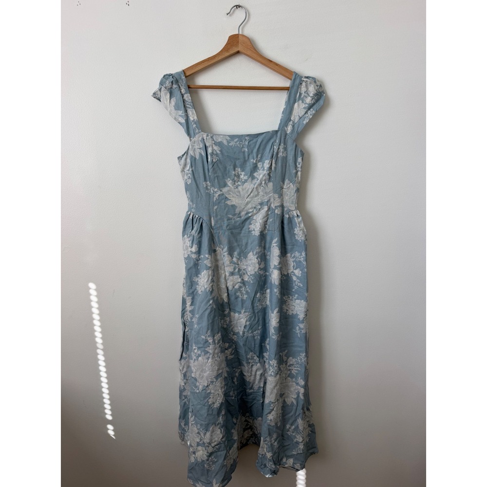 Blu Pepper Women's Blue & White Floral Sleeveless Dress Denim Look Large – NWT